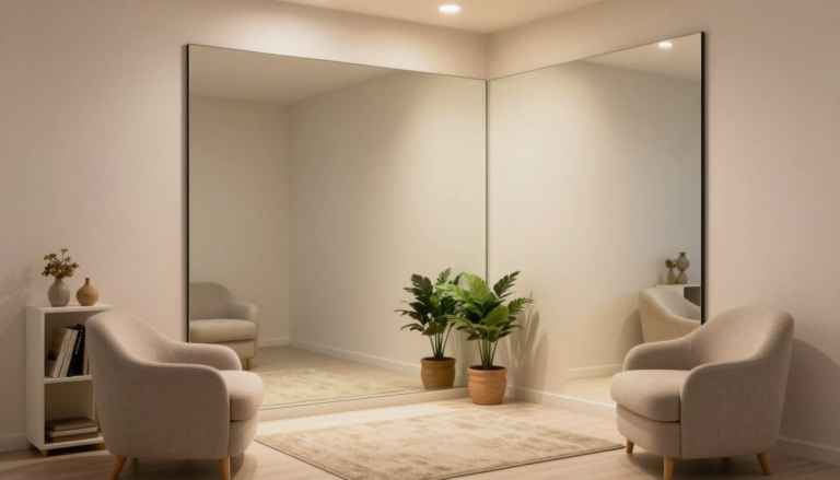 Mirror Wall in a Small Room Without Drilling