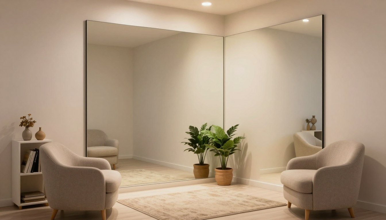 Mirror Wall in a Small Room Without Drilling