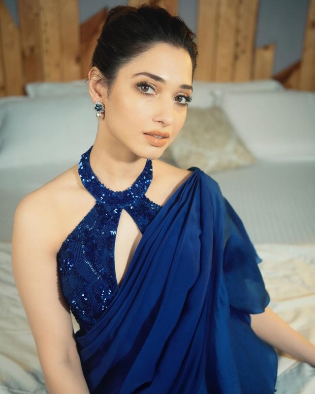 Tamannaah Bhatia glows in radiant blue saree gown worth Rs. 45,000 ...