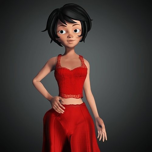Magic Girl Cartoon Character Toons 3D model animated rigged | CGTrader