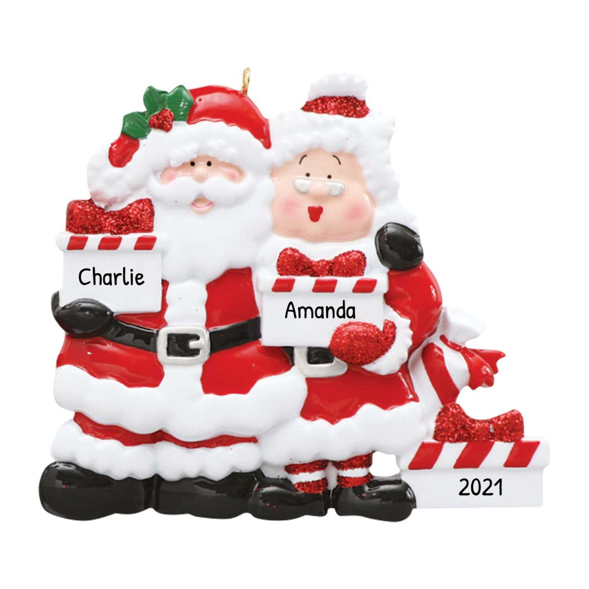 Shop Personalized Santa Mrs Claus Present Of 3 Christmas Tree Ornament