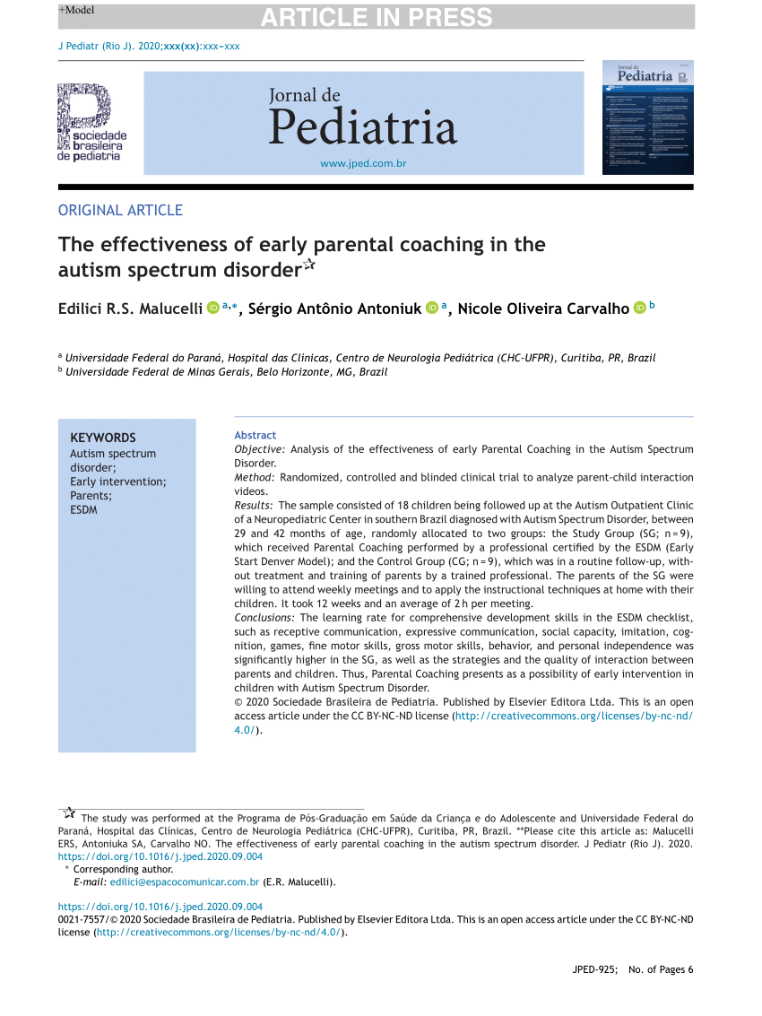 PDF) The effectiveness of early parental coaching in the autism ...