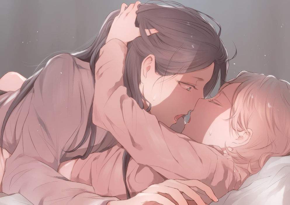 artist request, tagme, 1boy, 1girl, age difference, bed, blush ...