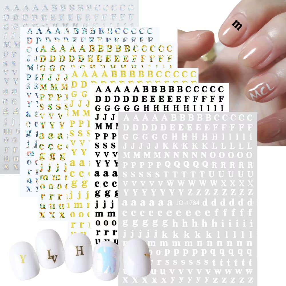 Amazon.com: Letter Nail Stickers Decals for Nails 3D Laser Nail ...