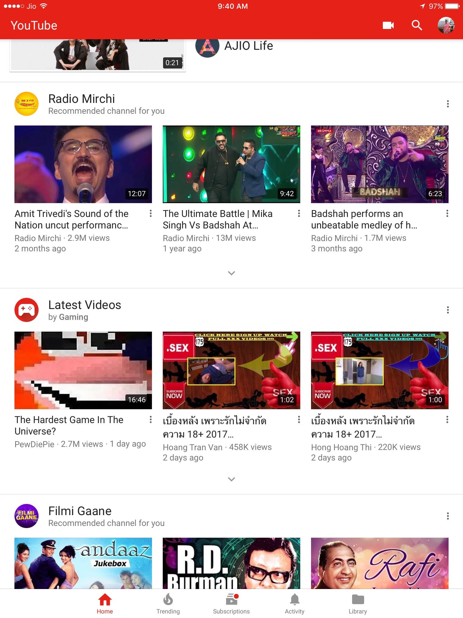 Porn channels are being shown on front page of YouTube. : r/youtube