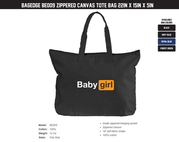 Baby Girl Porn Logo Zippered Canvas Tote Bag NSFW DDLG BDSM - Etsy ...