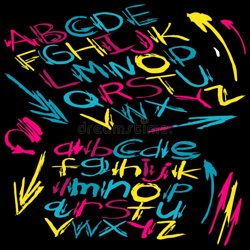 Psychedelic Font of the Alphabet in Graffiti Style Stock Vector ...