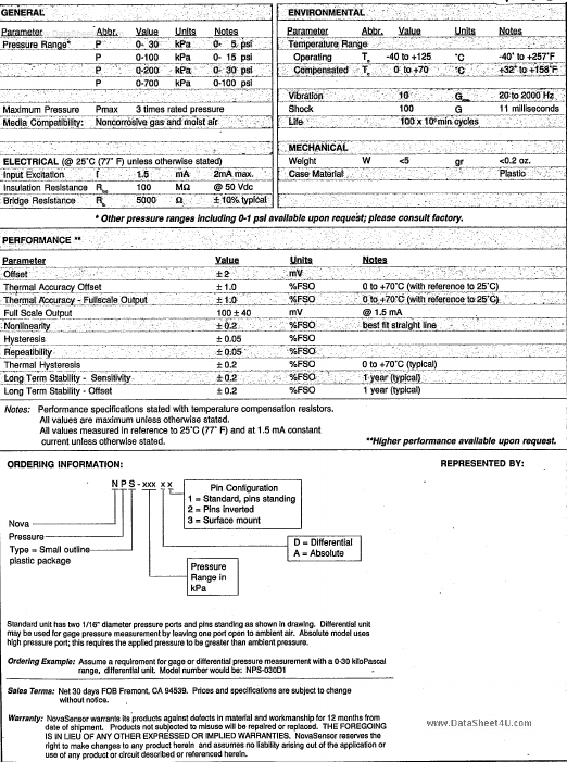 NPS-xxxD3 Datasheet | Nova Sensor - Datasheetspdf.com