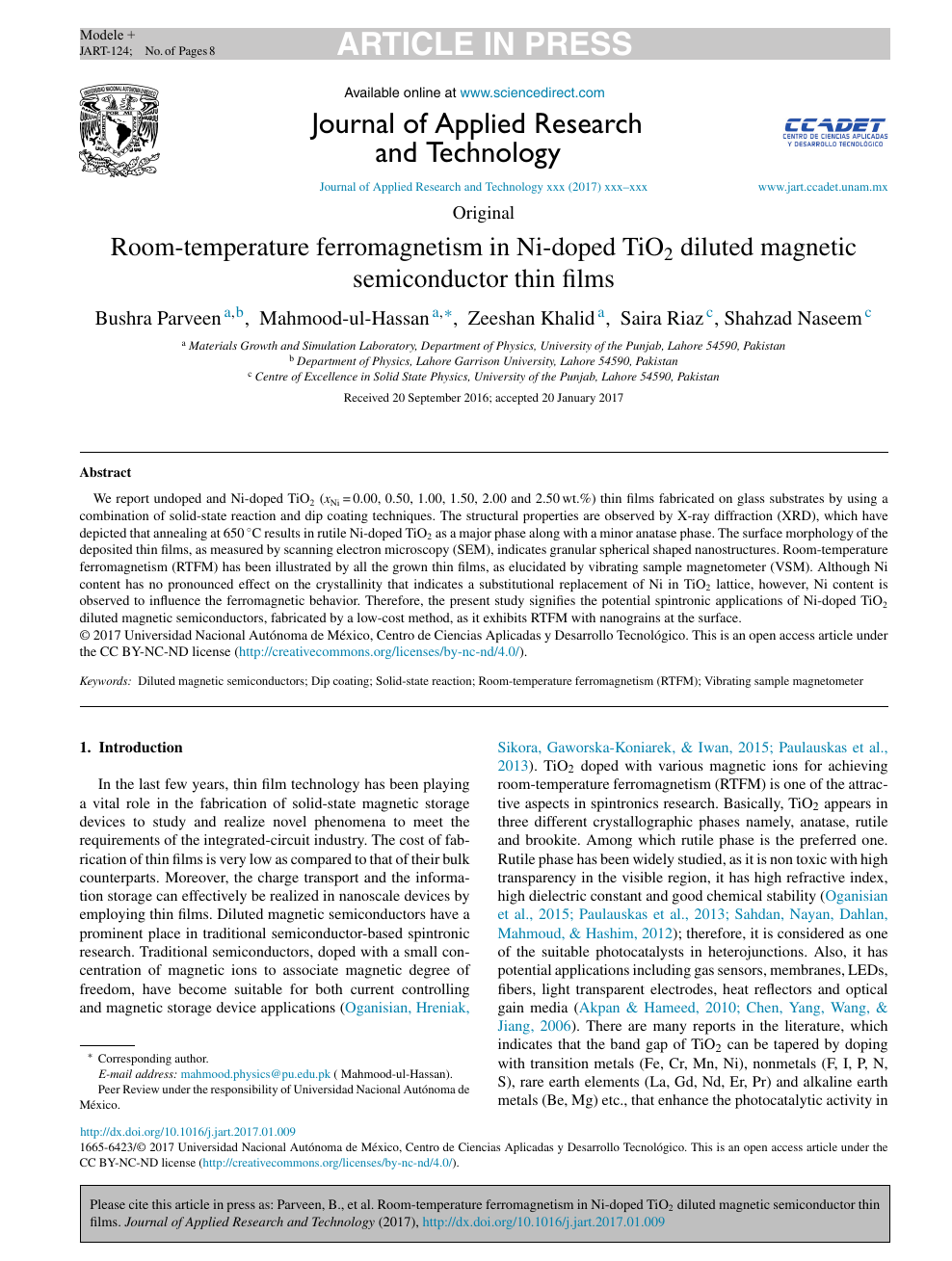 Room-temperature ferromagnetism in Ni-doped TiO 2 diluted magnetic ...