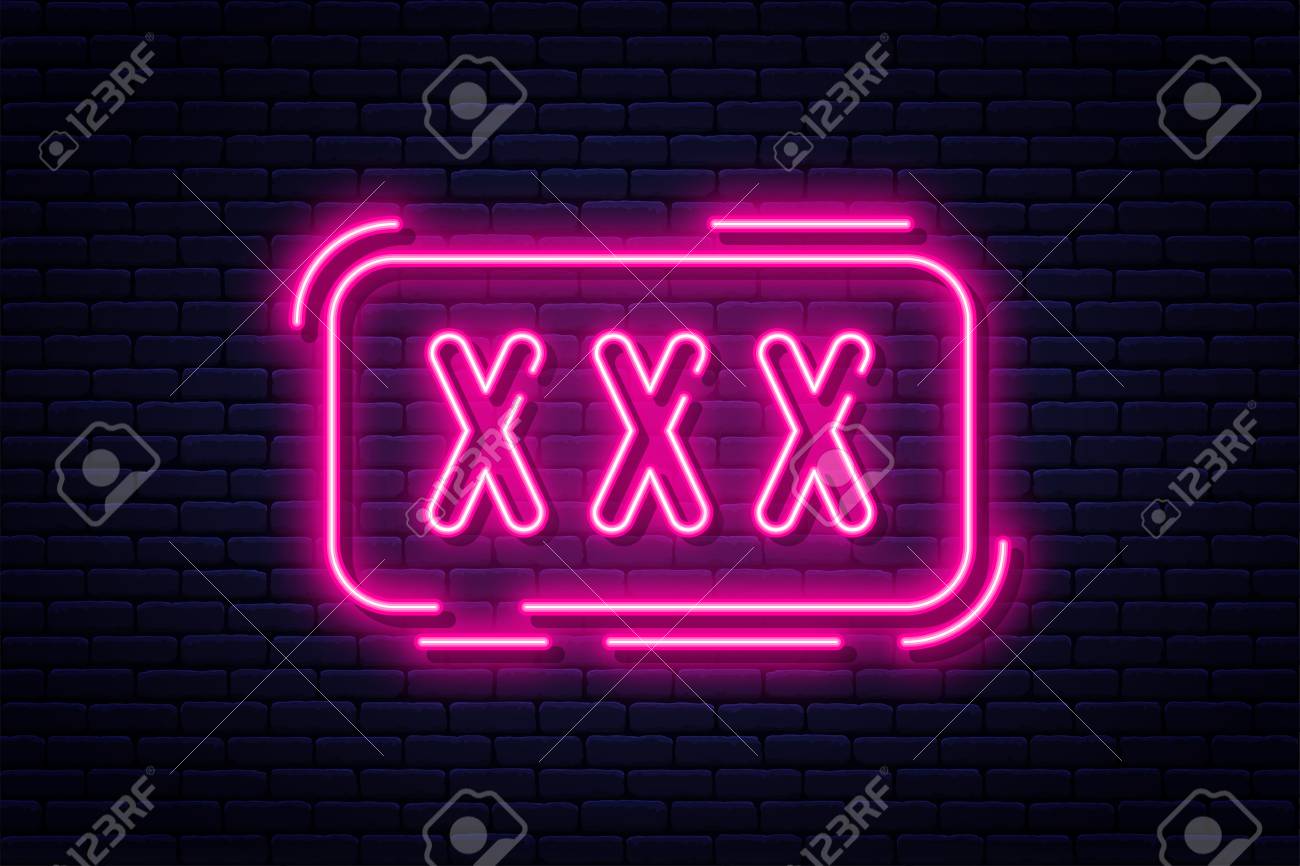 Neon Sign, Adults Only, 18 Plus, Sex And Xxx. Restricted Content ...