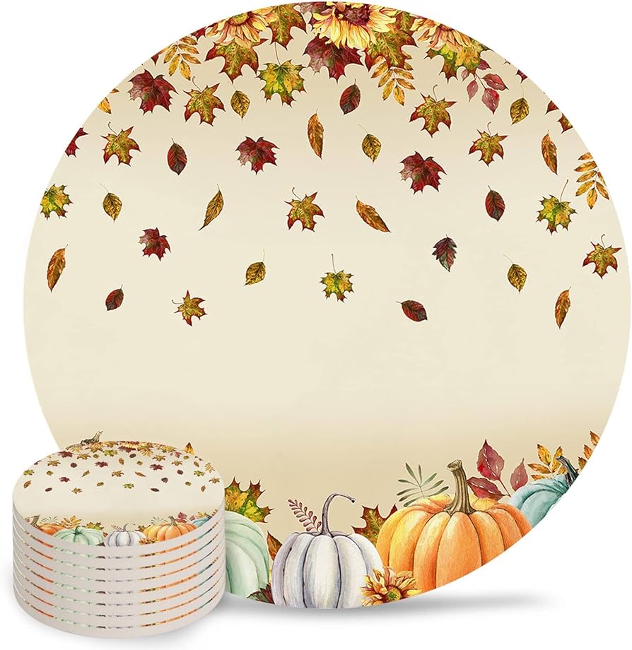 Amazon.com: Coasters for Drinks Set of 8, Thanksgiving Fall ...