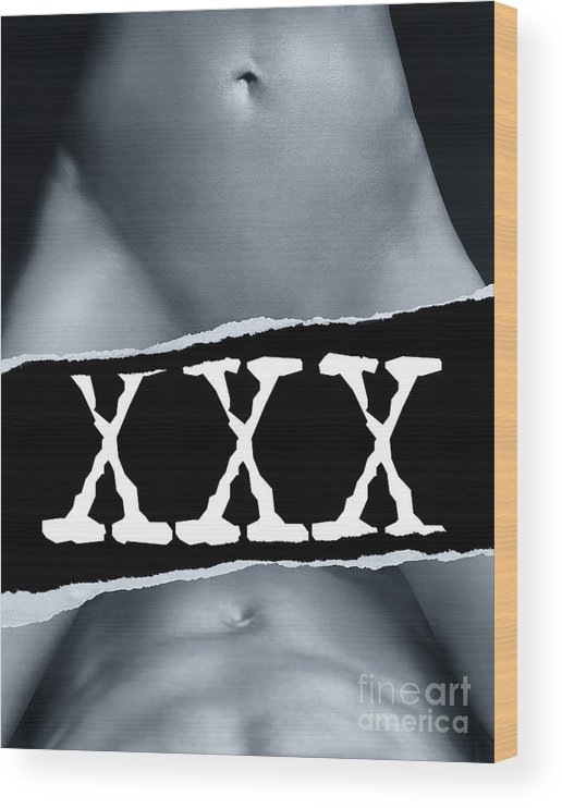 Couple making love and XXX sign black and white Wood Print by ...