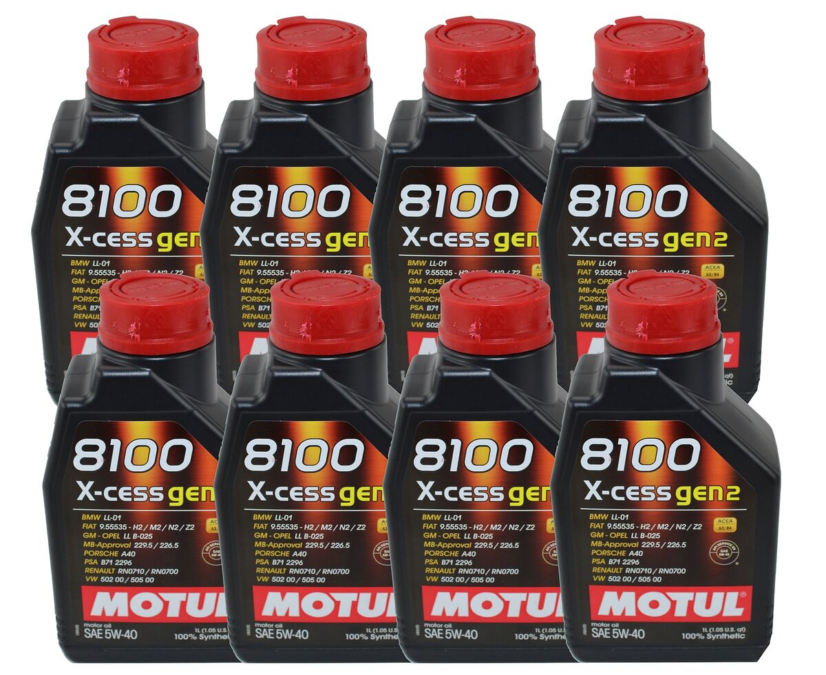 Motul 8 Liters 8100 X-cess gen2 SAE 5W-40 100% Synthetic Engine ...