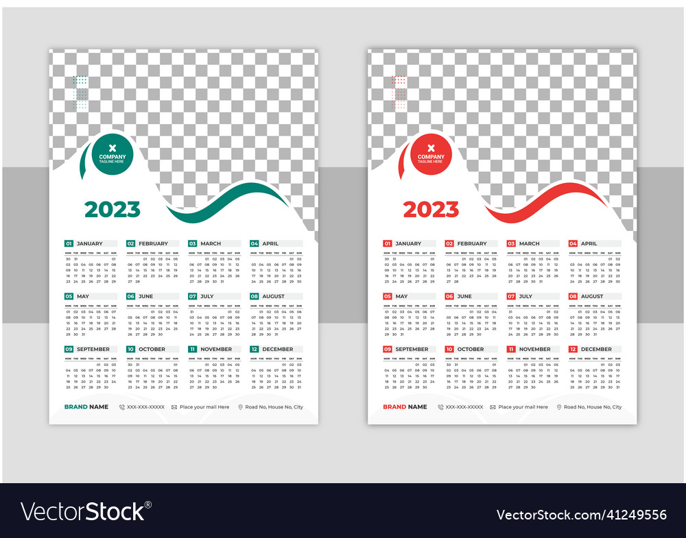 2023 wall calendar template design Royalty Free Vector Image