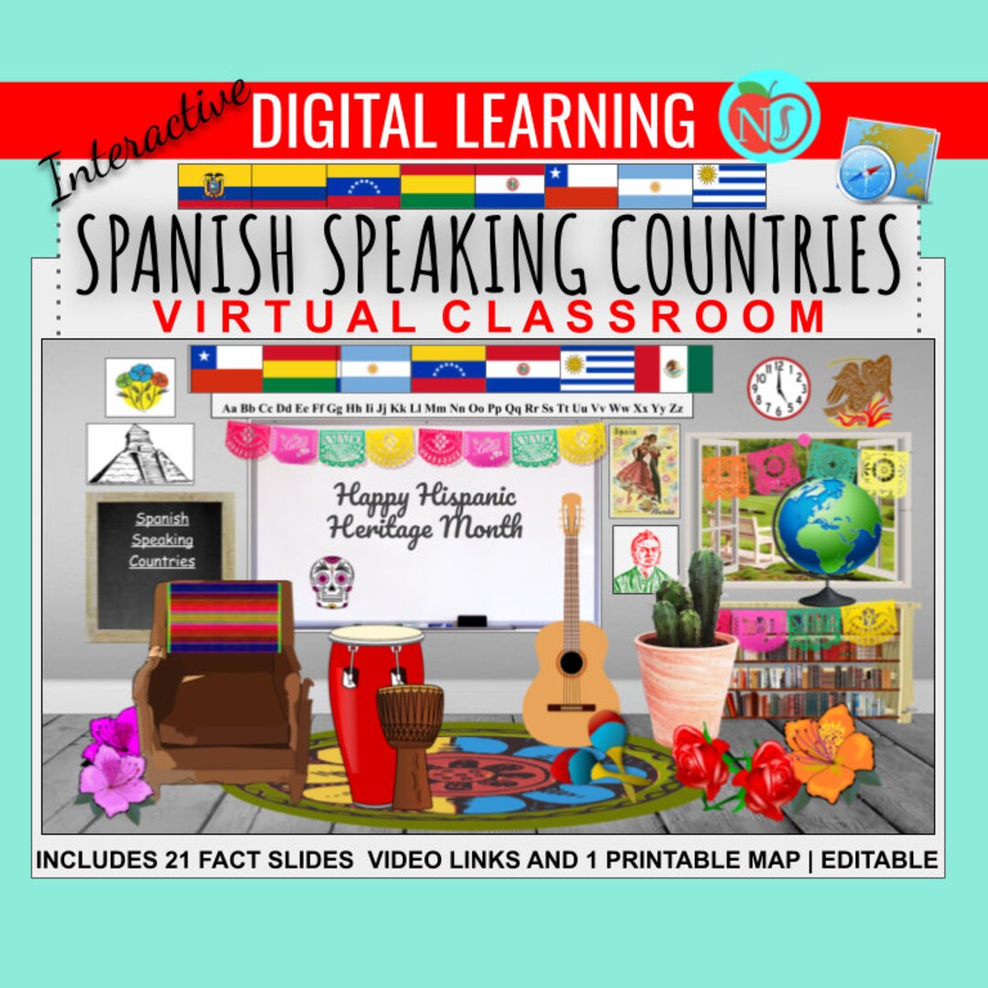 Spanish Speaking Countries Bitmoji Classrooms 23 Google - Etsy