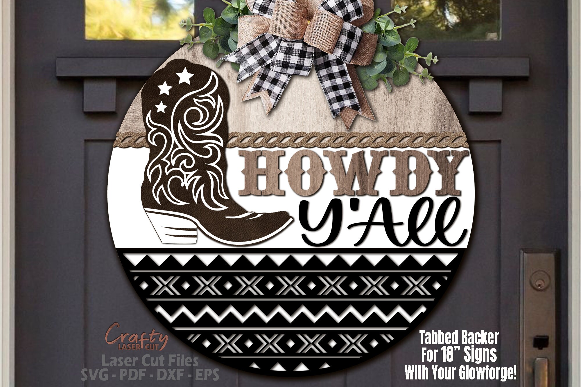 Buy Howdy Y'all Door Hanger SVG Laser Cut Files Cowboy Online in ...