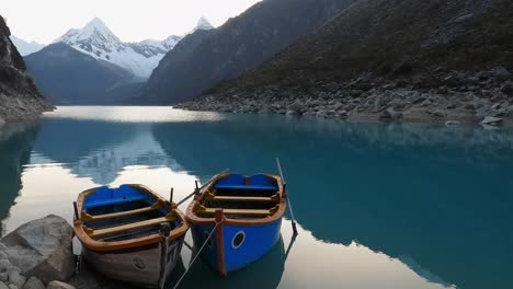 Premium stock video - Boat moored in lake paron, pyramid mountain ...