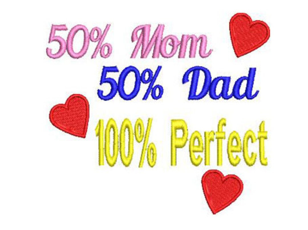 Machine Embroidery Design 50 Mom 50 Dad 100 Perfect 100mm X - Etsy ...