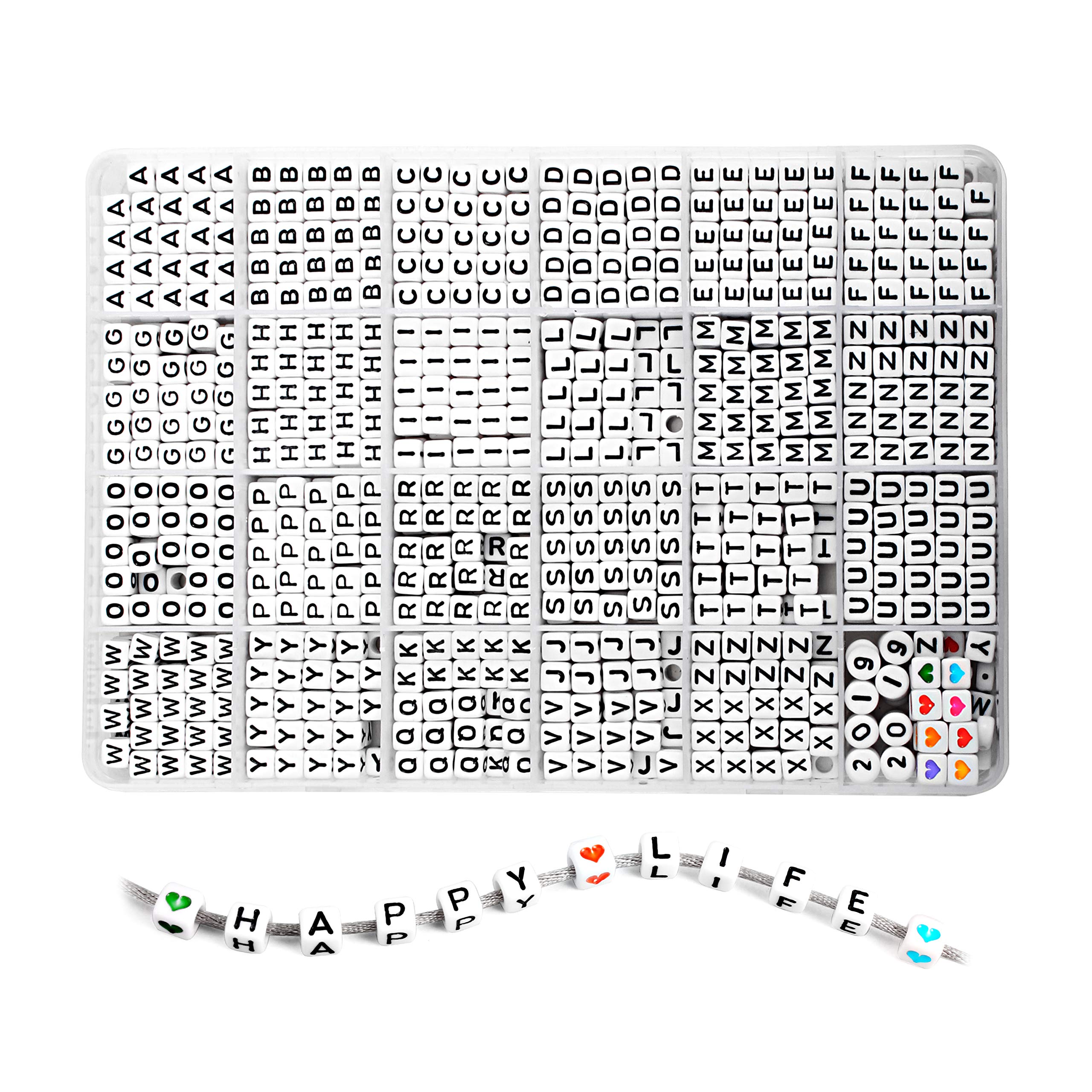 Buy 1210pcs Letter Beads Cube White Alphabet Acrylic Resin Beads ...