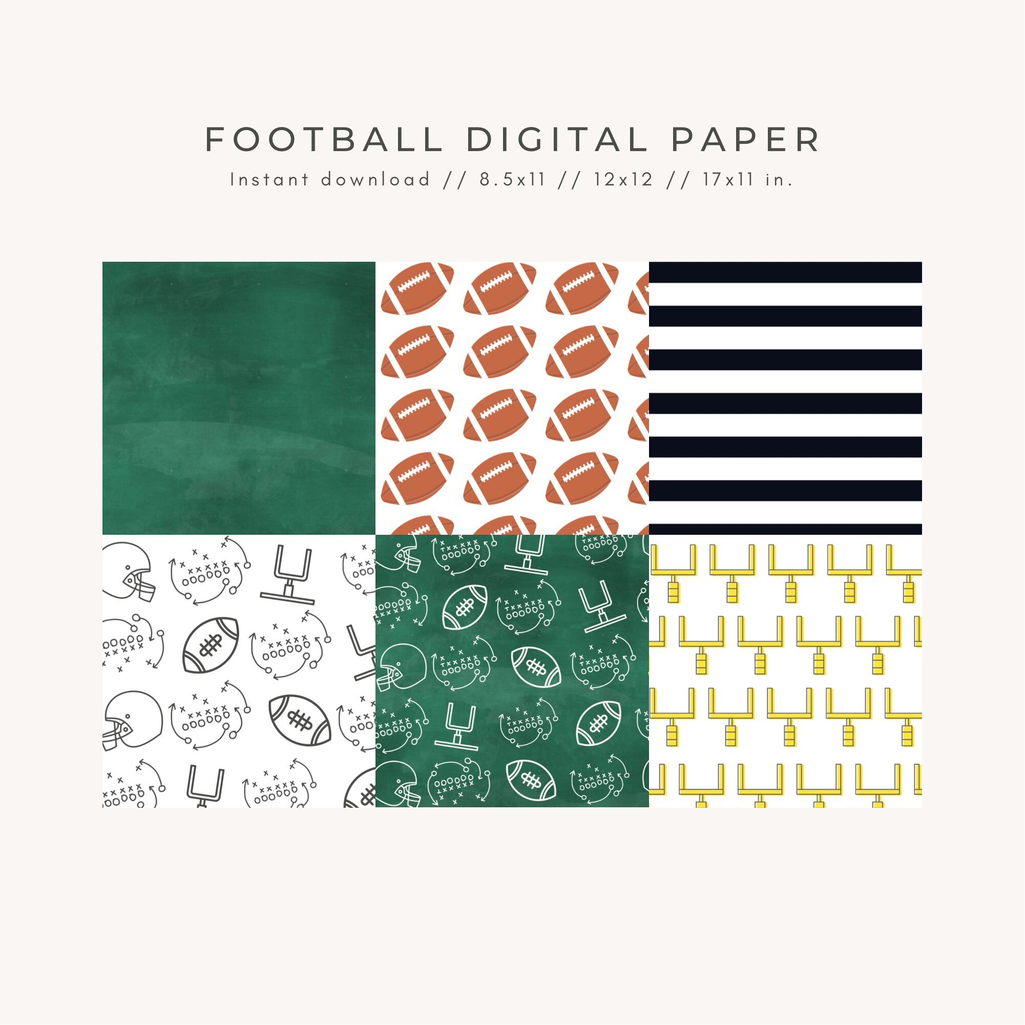 Football Digital Paper Football Party Printable Football - Etsy