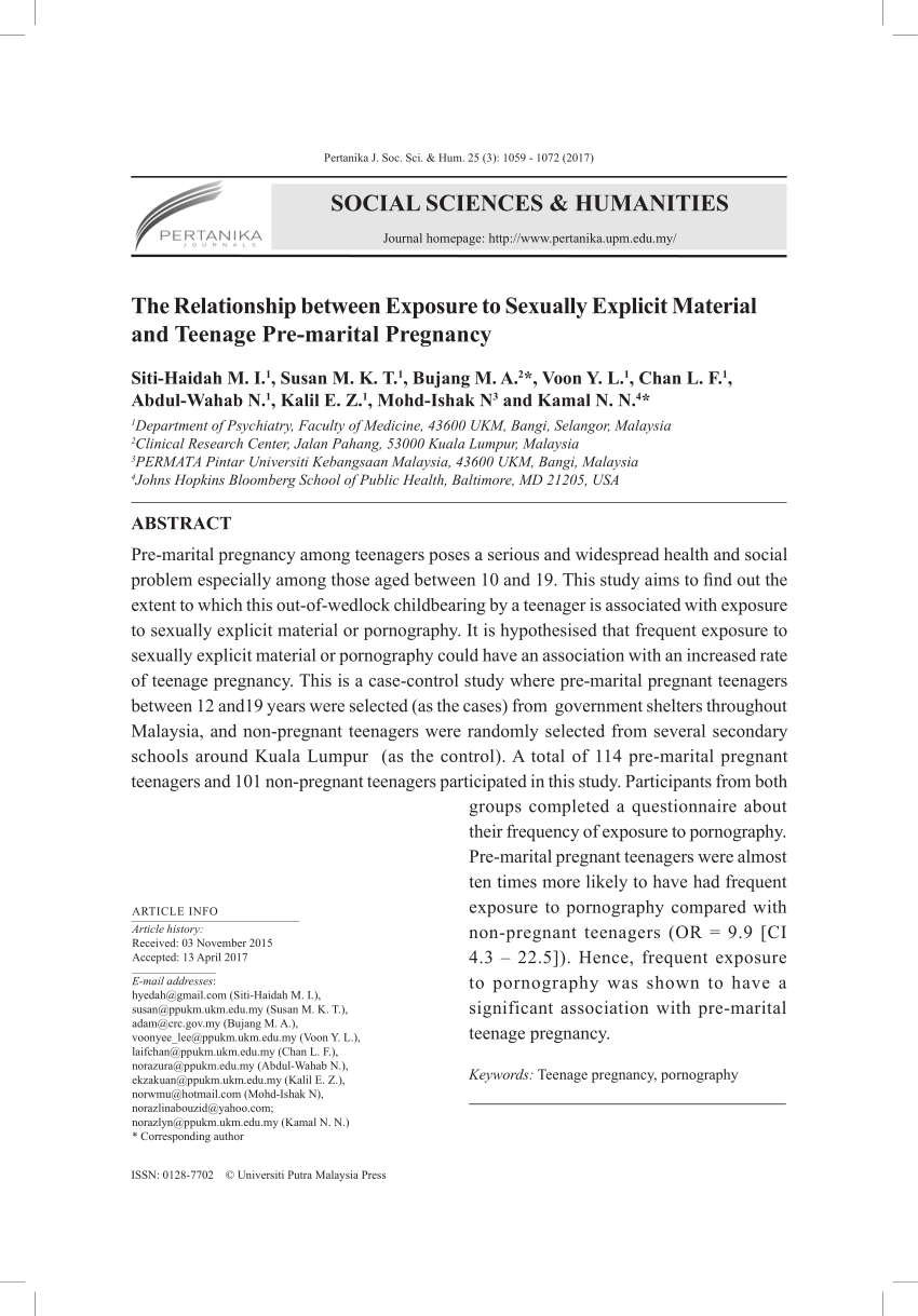 PDF) The Relationship between Exposure to Sexually Explicit ...