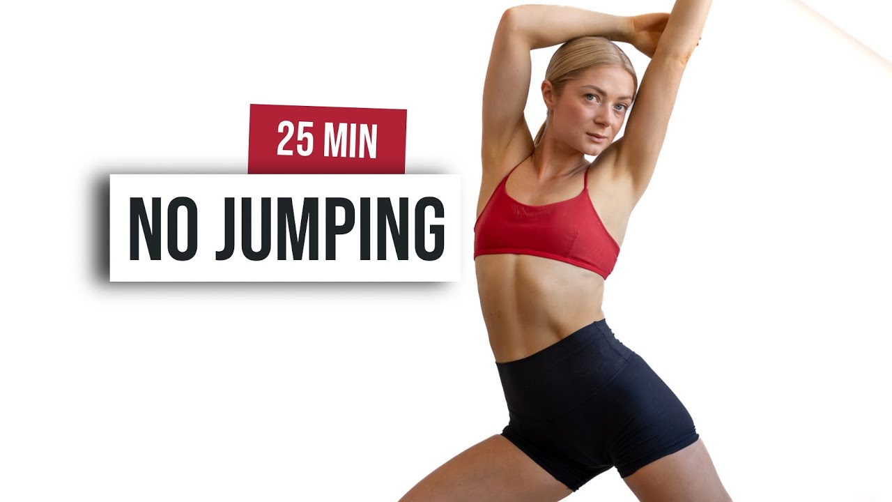 25 MIN FULL BODY NO JUMPING + ABS BURNER Workout - No Equipment ...