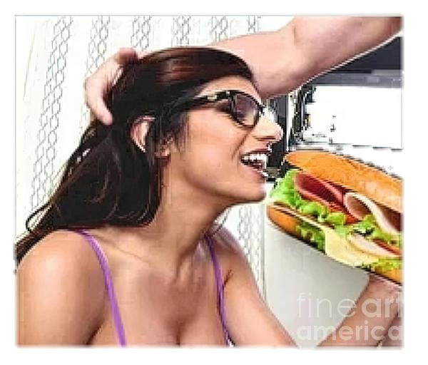 Mia Khalifa having lunch Fleece Blanket by Moore Bruce - Pixels