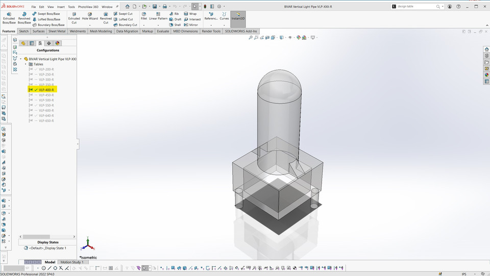 BIVAR Vertical Light Pipe R (Round) | 3D CAD Model Library | GrabCAD