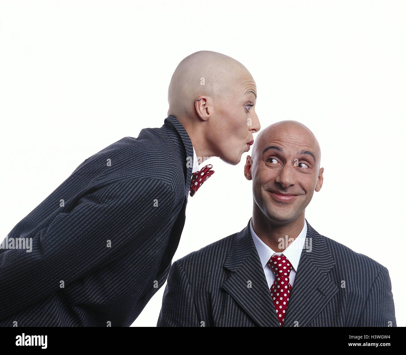 Couple suit bald head kiss hi-res stock photography and images - Alamy