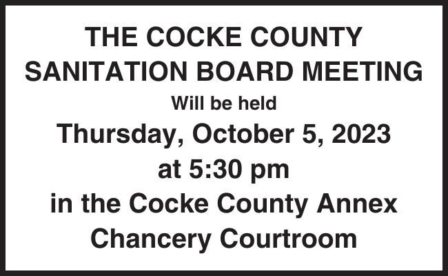 THE COCKE COUNTY SANITATION BOARD | Public Notices ...