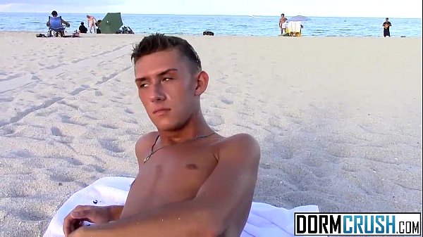 Skinny twink Tyler Eaten getting picked up on the nude beach ...