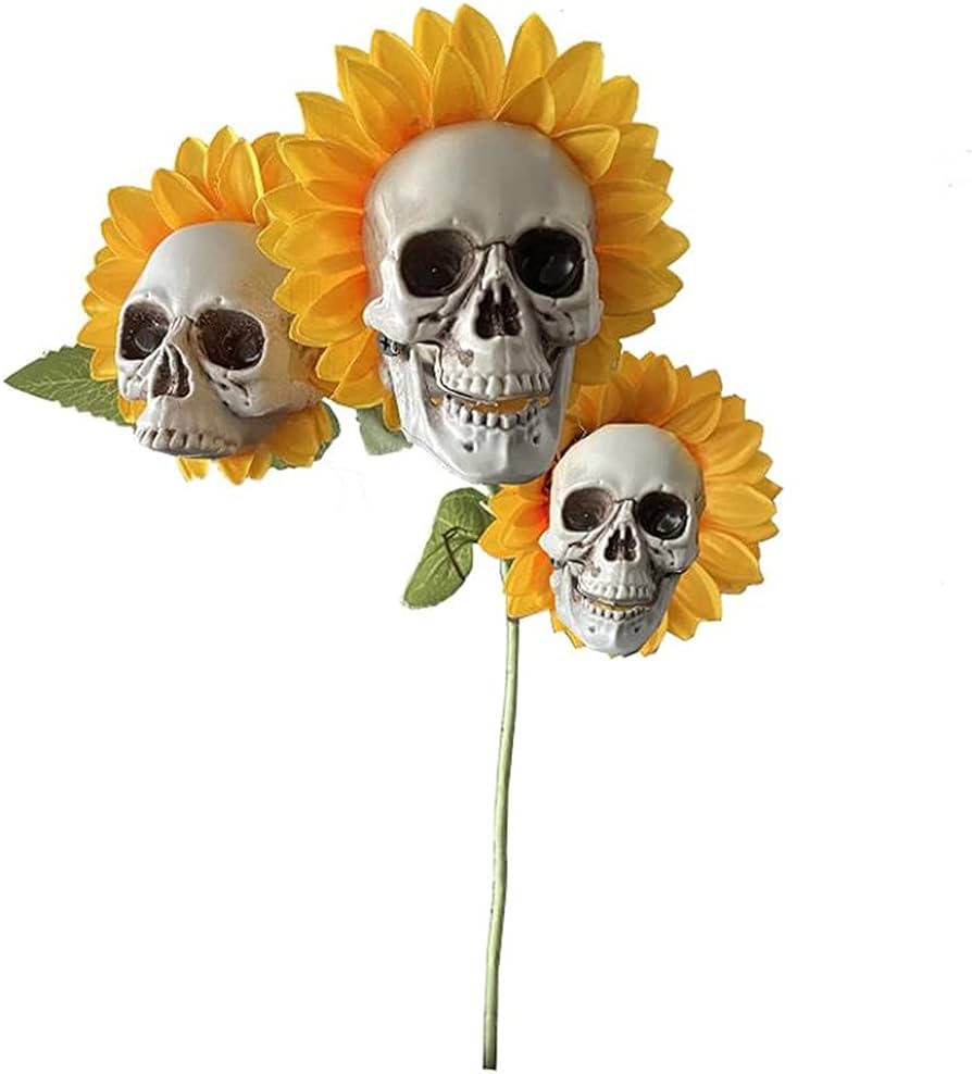 WWZZXX Sunflower skull garden decoration, Halloween party ...