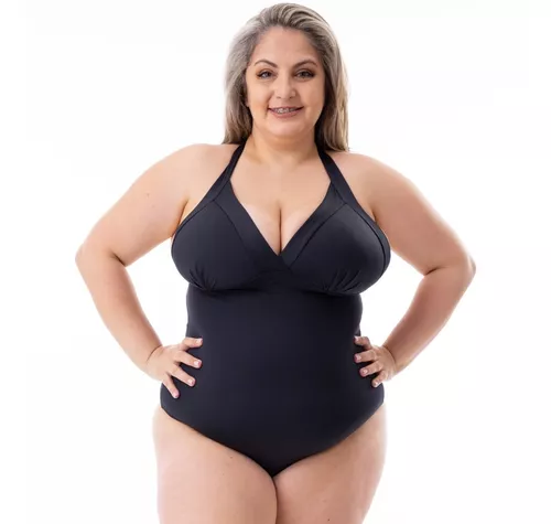 Maiô Plus Size Com Bojo 40 Ao 54 Exxxg Alças Cruzadas | Frete grátis