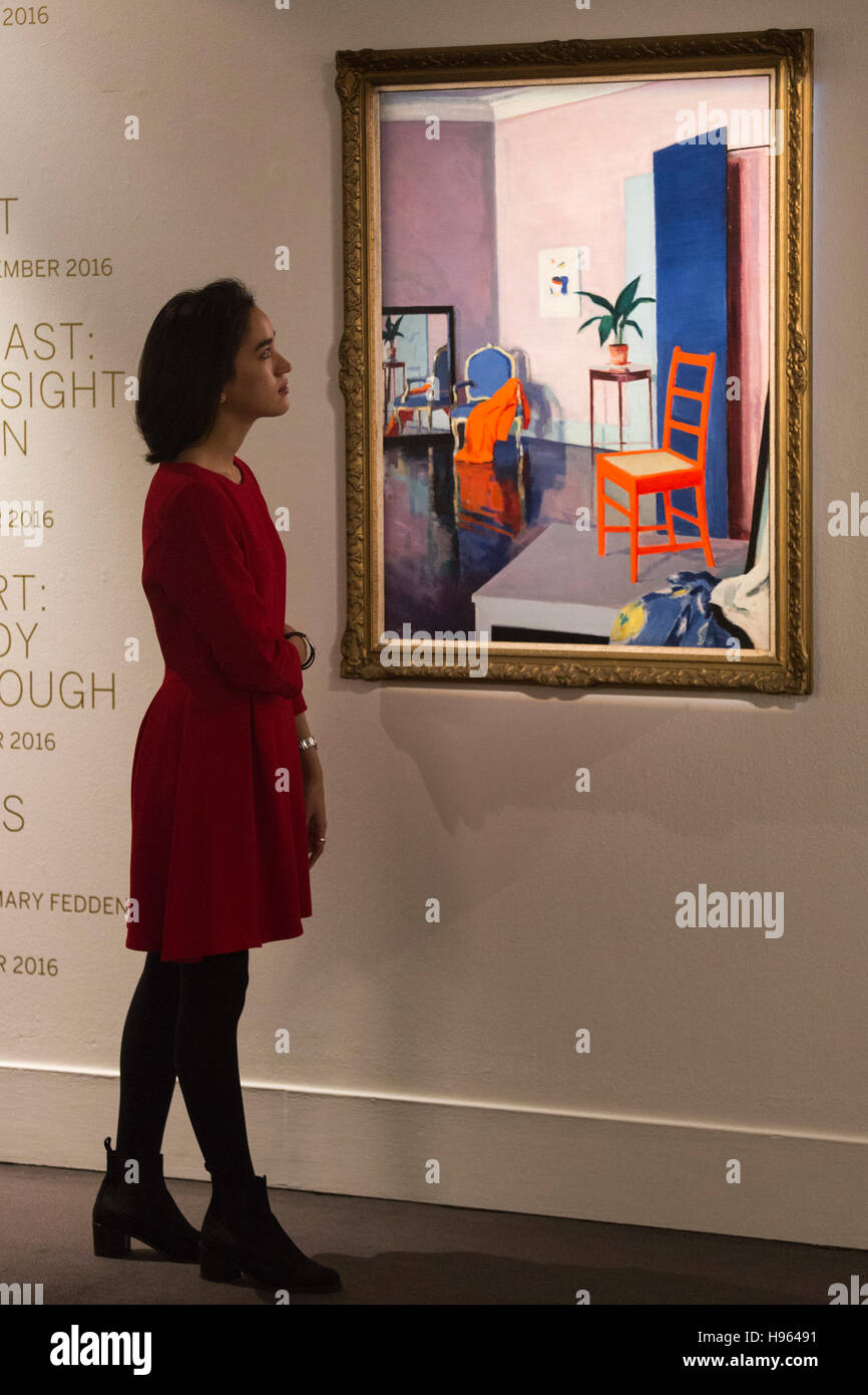 London, UK. 18 November 2016. A Sotheby's employee looks at the ...