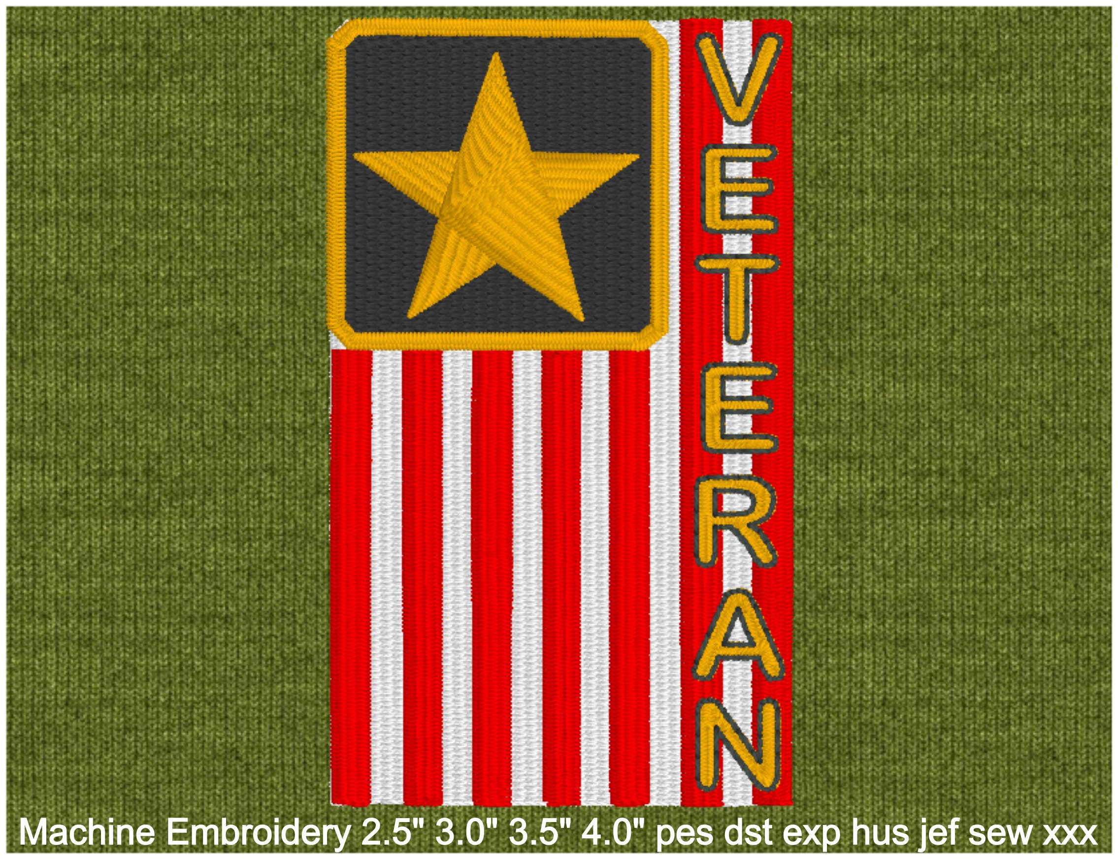 Machine Embroidery Design Army Veteran Flag Digital - Etsy