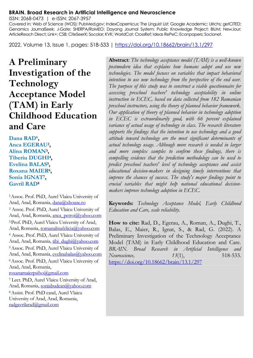 PDF) A Preliminary Investigation of the Technology Acceptance ...