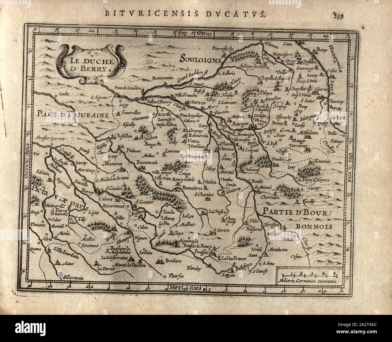 The Duchy of Berry, Map of the county of Berry with the cities of ...