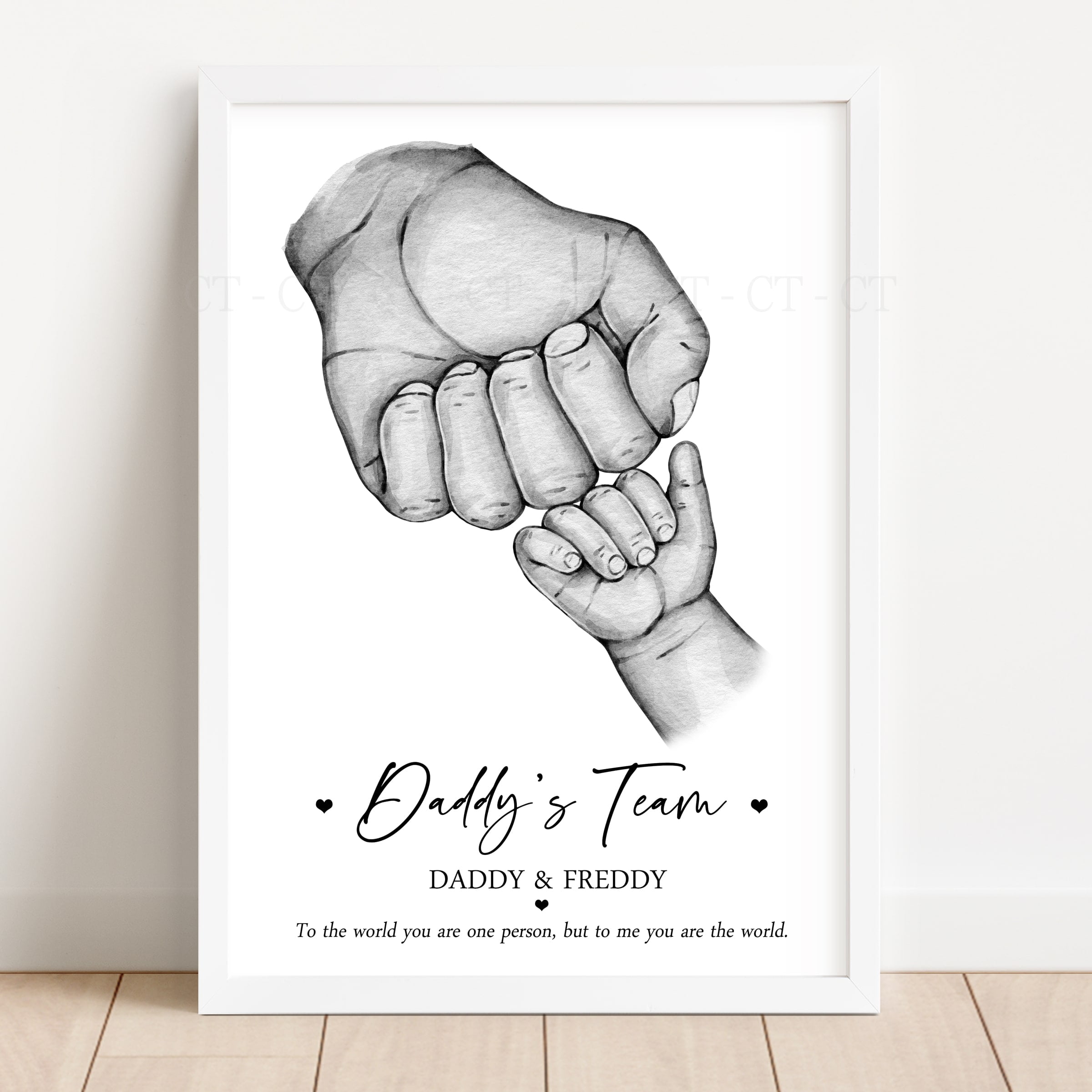 Daddy's Team 2! Hands Fist Bump Gift Personalised Print Father's ...