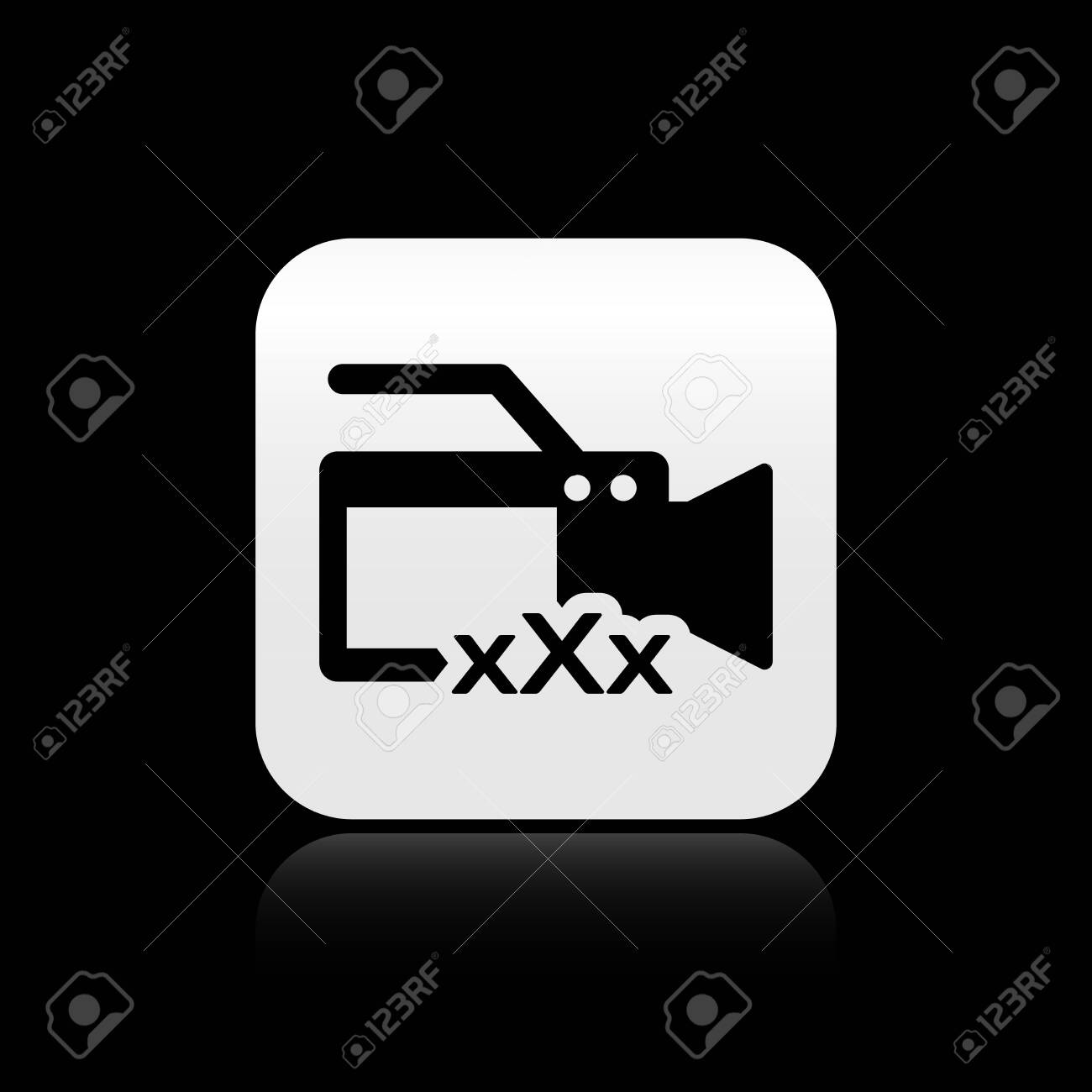 Black Video Camera With Inscription XXX Icon Isolated On Black ...