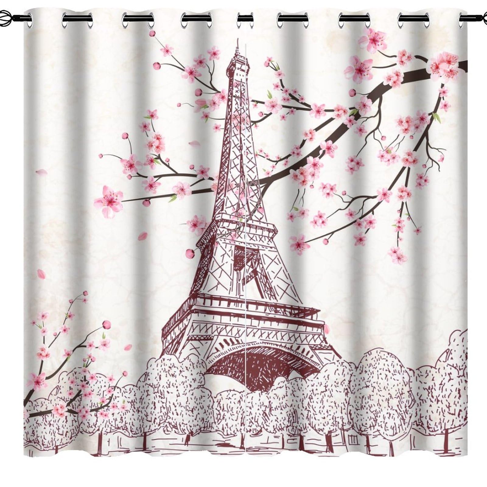 Amazon.com: Vintage Paris Eiffel Tower Blackout Curtain Abstract ...