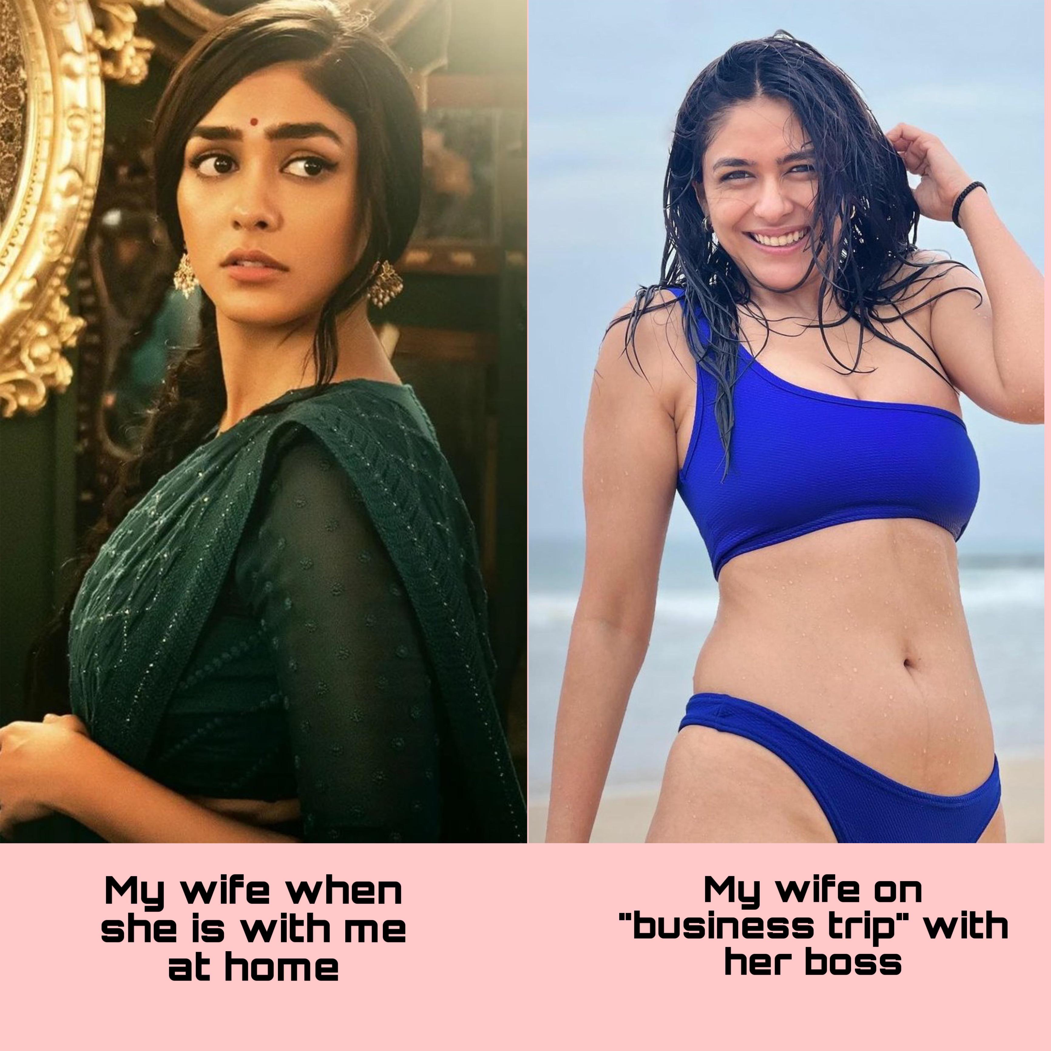 Two sides of my wife Mrunal Thakur 🥵 : r/FapToDesi