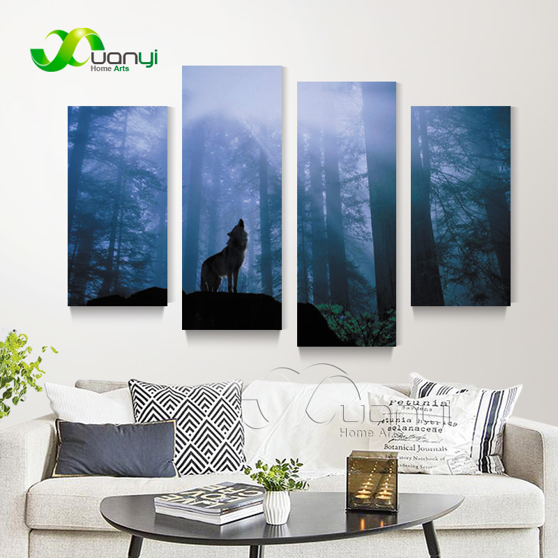 4 Panel Gary Ampel Canvas Art Painting Wolf Home Decor Modular ...