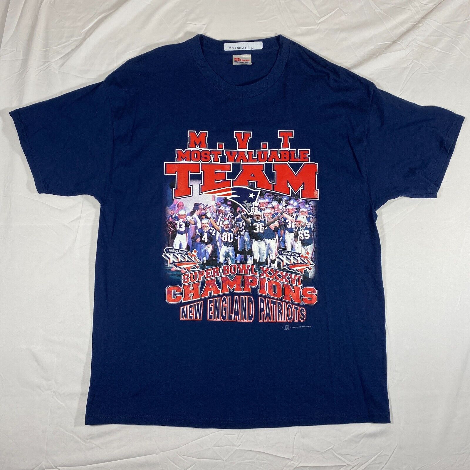 Vintage 2002 New England Patriots Tee Shirt Size XL Super Bowl ...