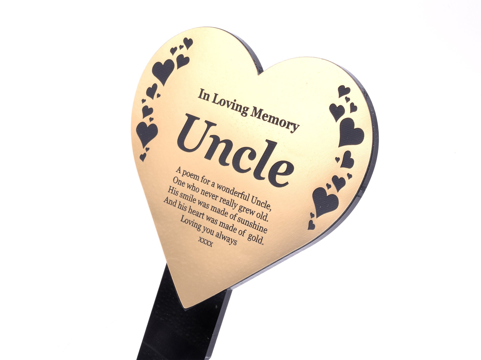 Uncle Memorial Heart Shaped Plaque Mounted Onto a Stake - Etsy