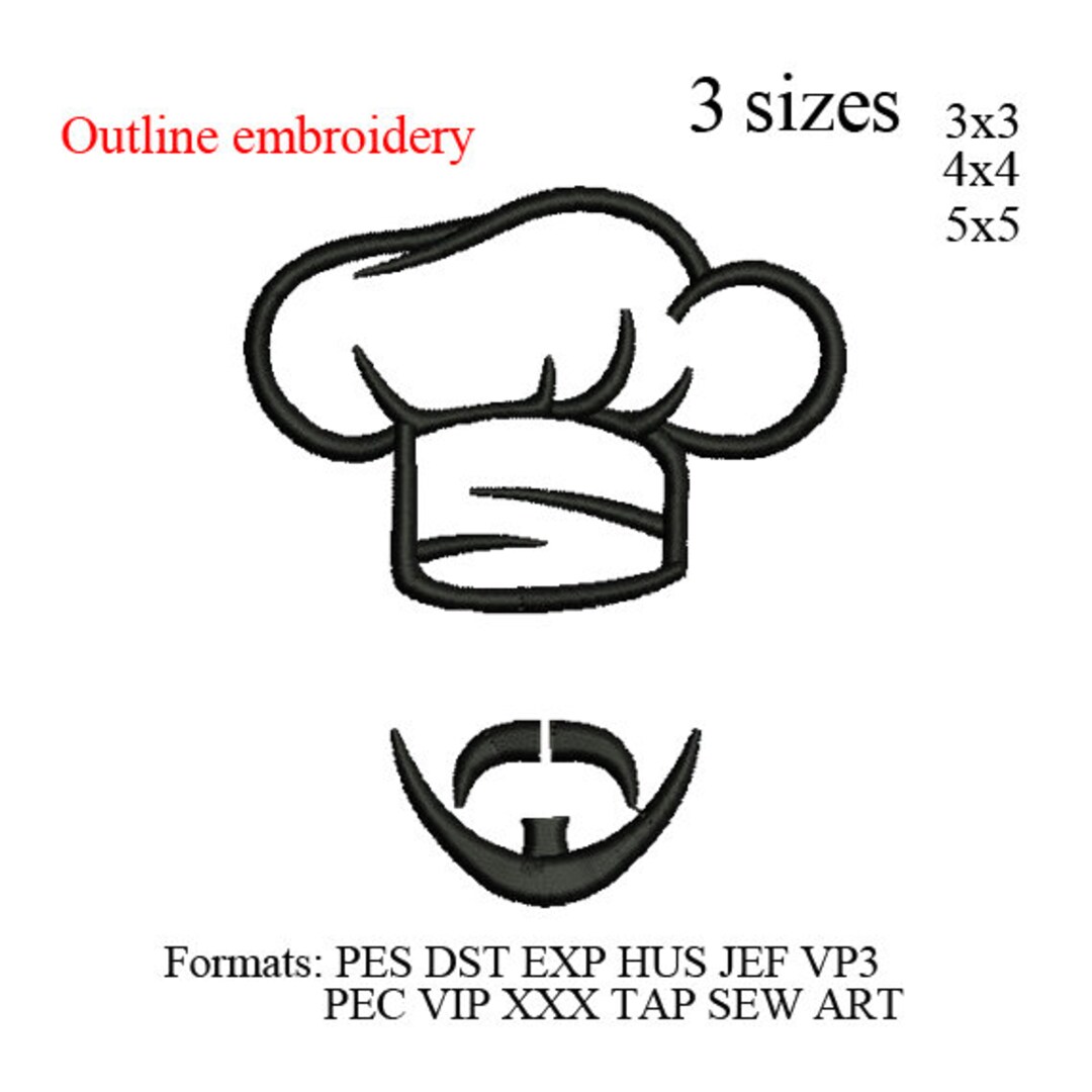 Chef Hat Outline Kitchen Chef Embroidery Design Chef Hat - Etsy