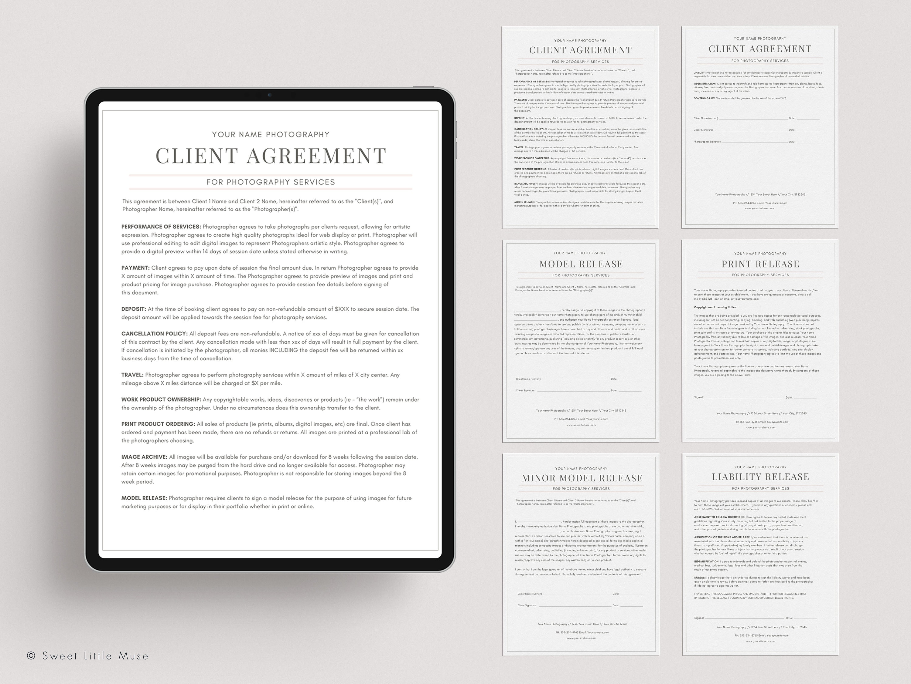 Photography Contract Template Model Release Template - Etsy