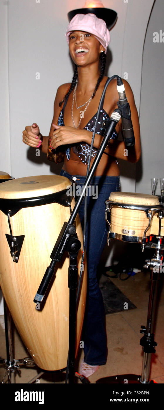 Alesha Dixon from Mis-teeq plays the bongos at the R.U.S.I. (The ...