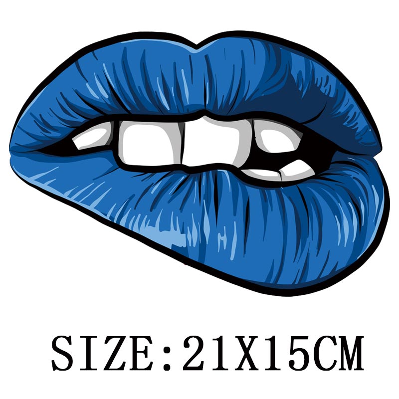 Bule Color Lips Patches On Clothes DIY Thermal Heat Transfers ...