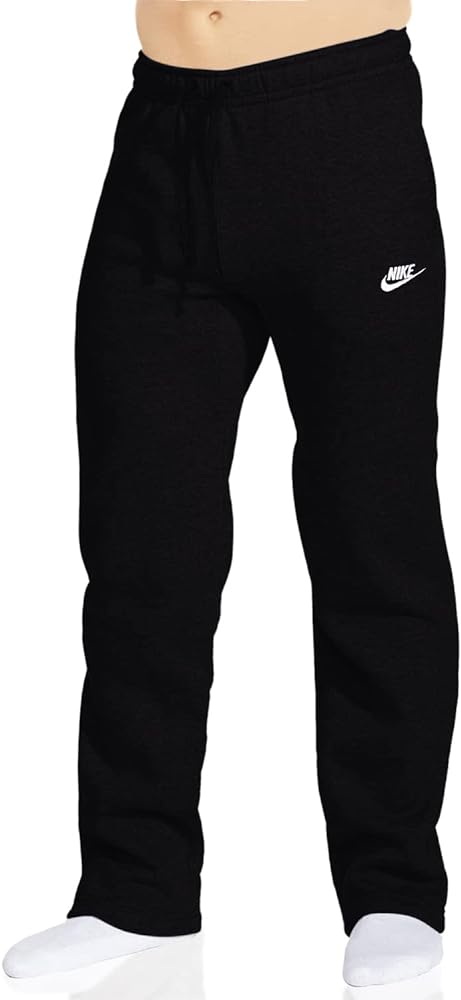 Amazon.com: Nike Men's Sportswear Open Hem Club Pants, Black/White ...