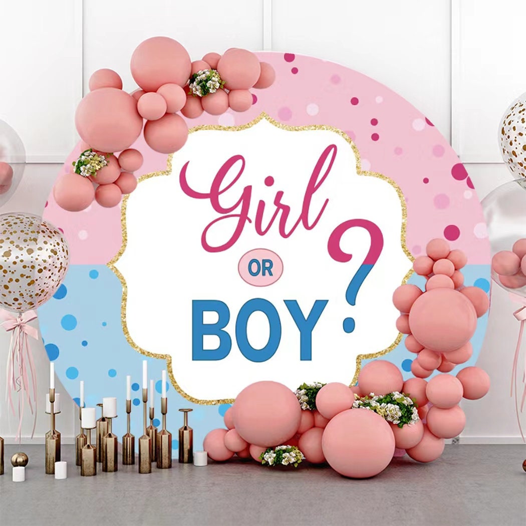 Girl or Boy Round Gender Reveal Backdrop Pink or Blue Round - Etsy